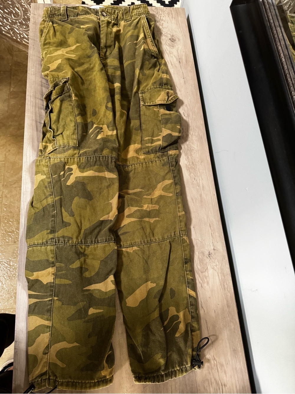 Topshop Olive Camo Straight-Leg Cargo Jeans - Picture 3 of 12
